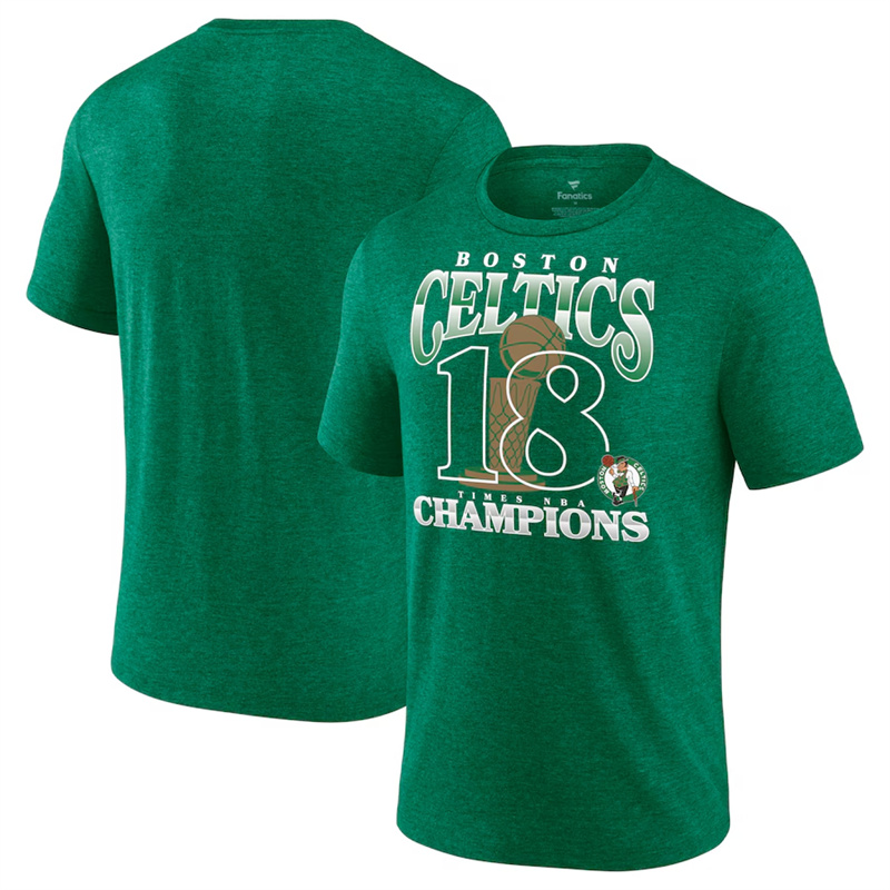 Men's Boston Celtics Kelly Green 18-Time NBA Finals Champions Tri-Blend T-Shirt Men's Boston Celtics Kelly Green 18-Time NBA Finals Champions Tri-Blend T-Shirt